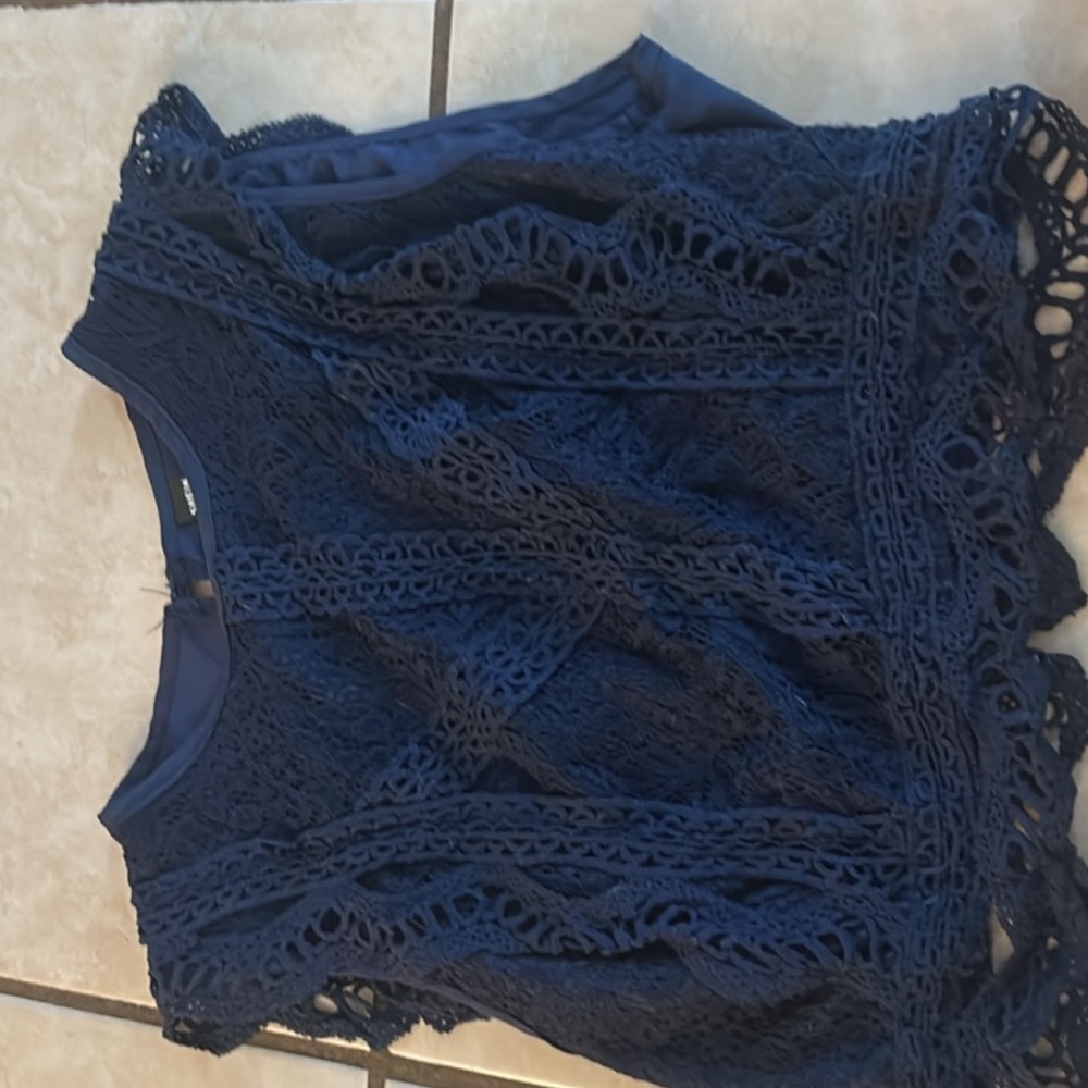 Elegant Navy Lace Women's Top